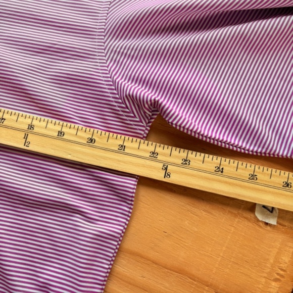 FJ Golf Polo Men's Large Pink White strips lightweight Golf shirt polyester - Picture 7 of 8